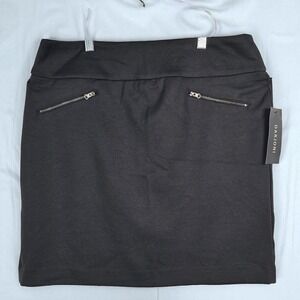 Darjoni Black Mini Skirt Woman Size 10 Zipper Pockets Career Business Casual NWT